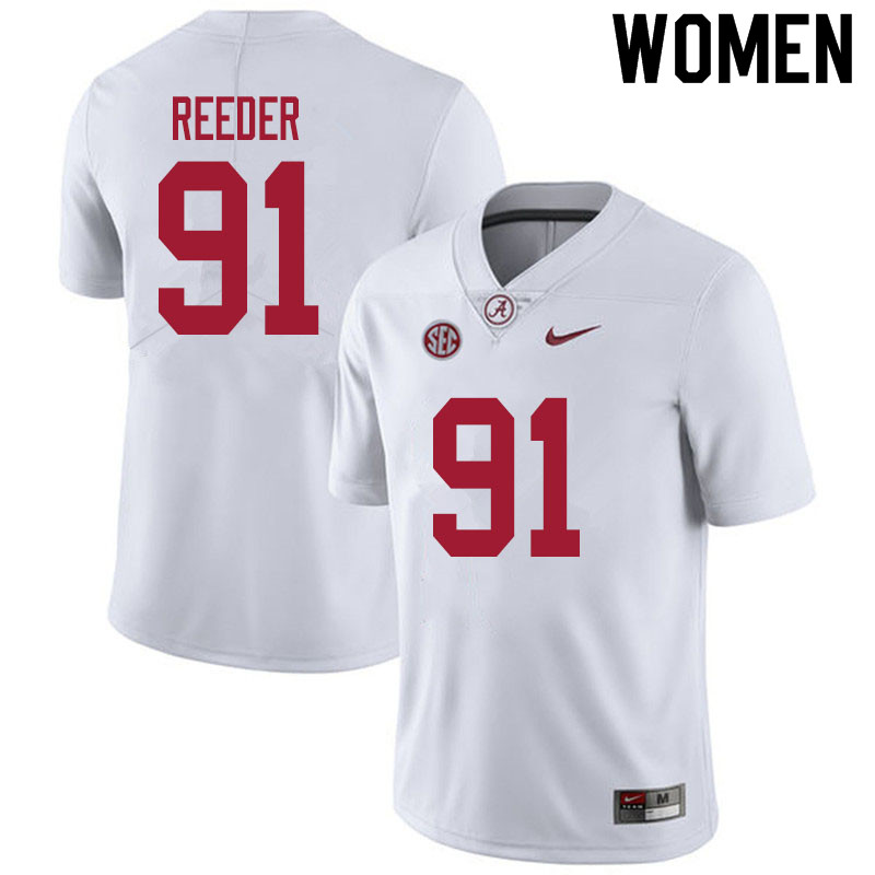 Alabama Crimson Tide Women's Gavin Reeder #91 White NCAA Nike Authentic Stitched 2020 College Football Jersey RE16L56BR